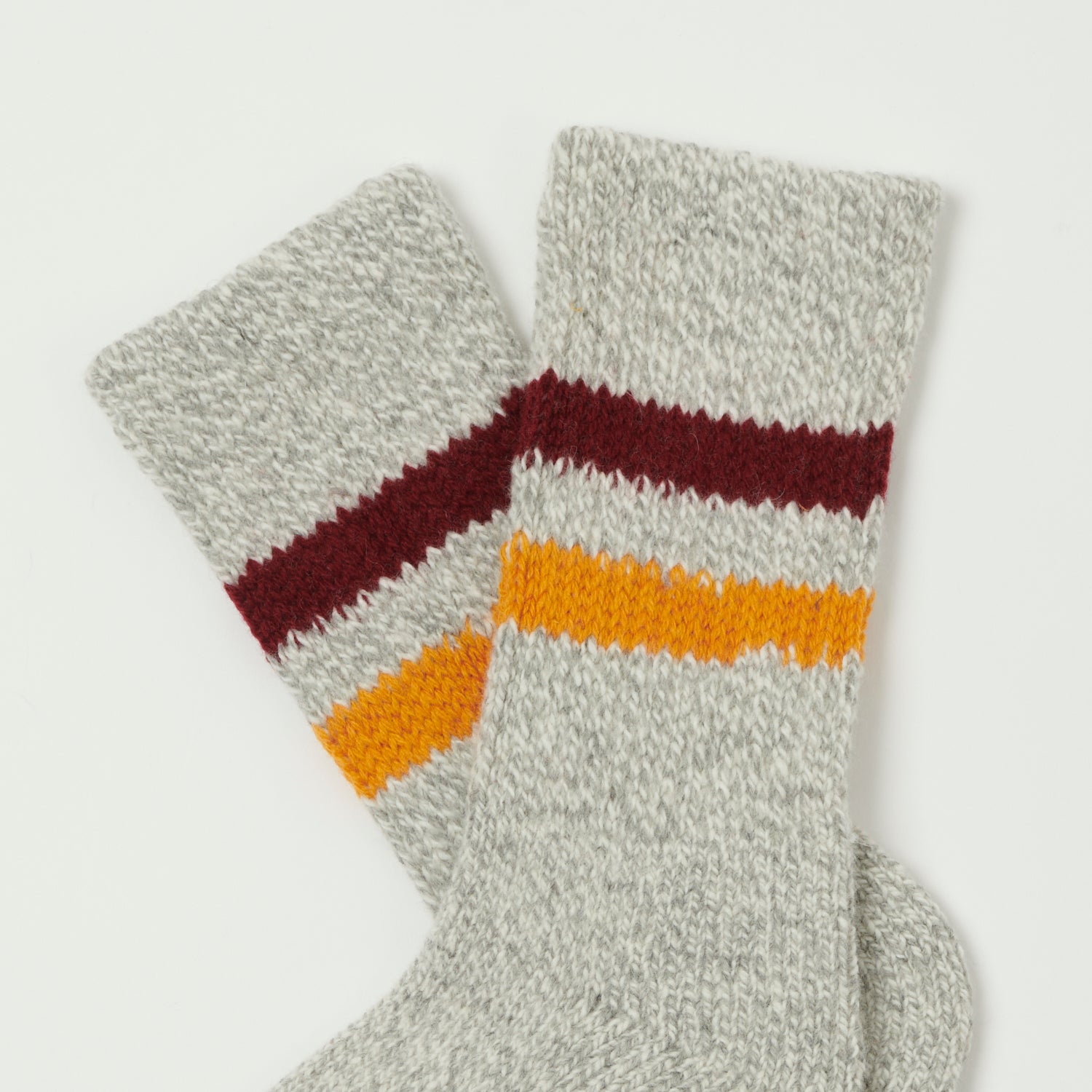 RoToTo Retro Winter Outdoor Sock - Grey/Bordeaux/Yellow