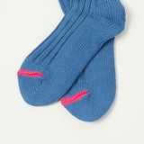 RoToTo Chunky Ribbed Crew Sock - Smalt Blue