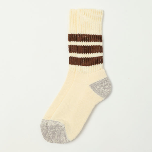 RoToTo Coarse Ribbed Oldschool Crew Sock - Brown