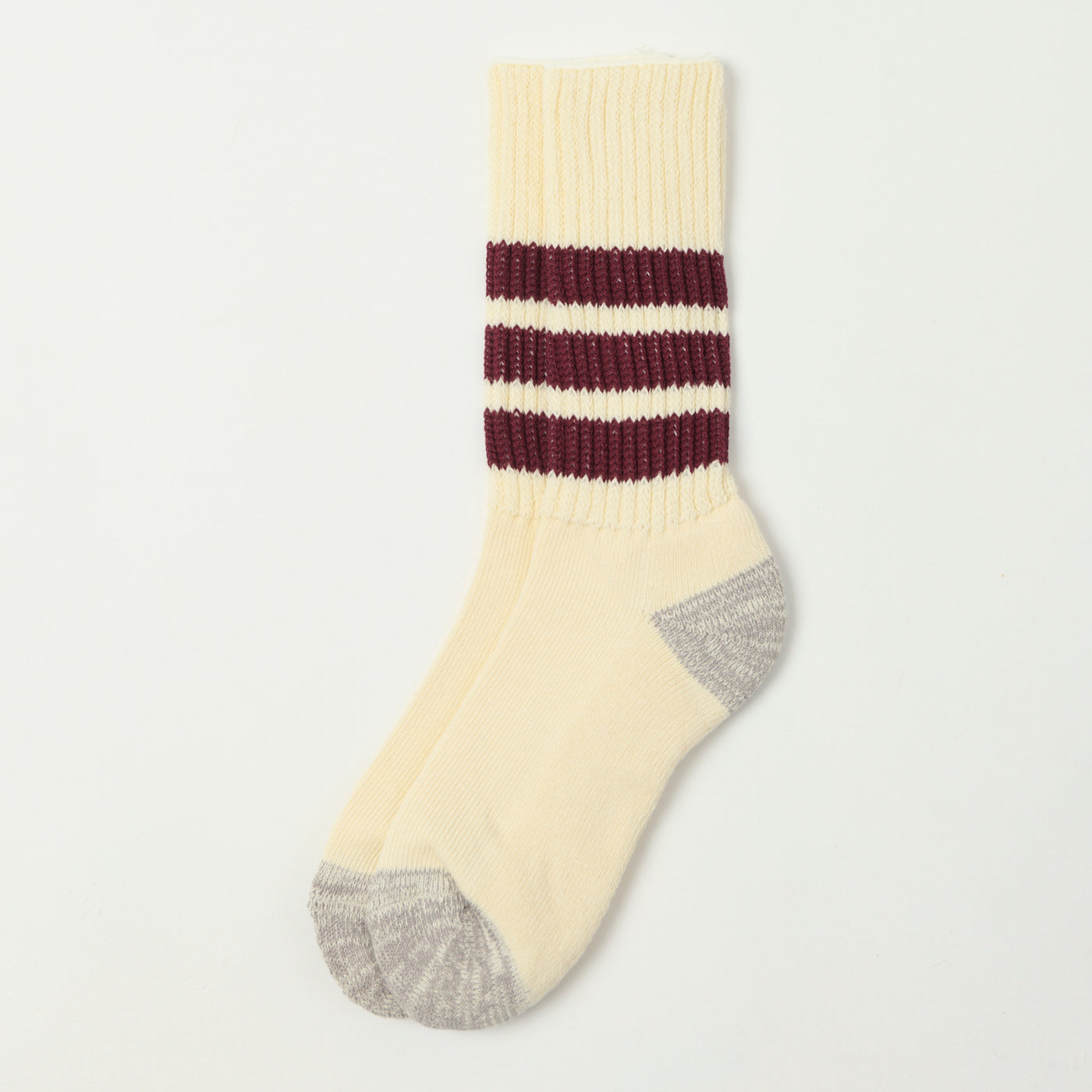 RoToTo Coarse Ribbed Oldschool Crew Sock - Bordeaux