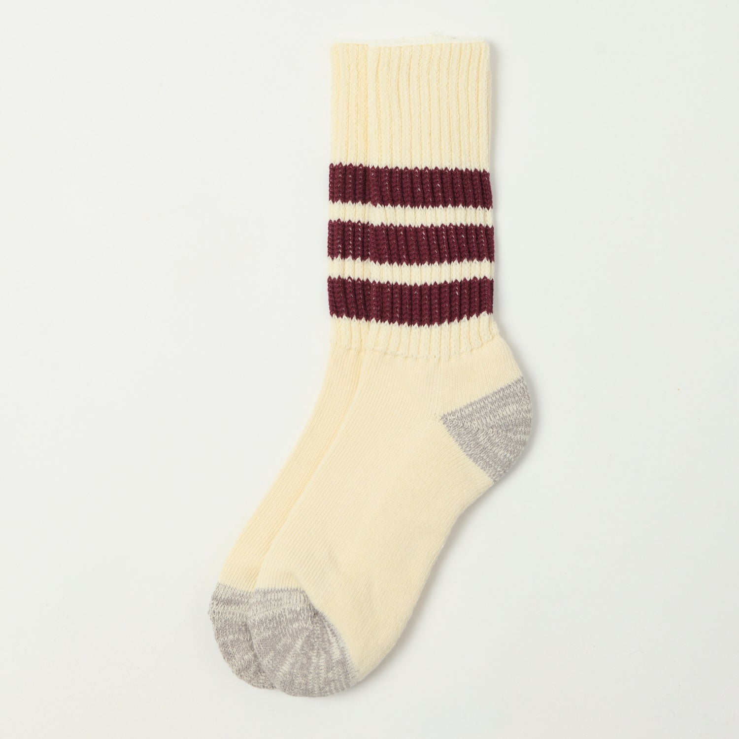 RoToTo Coarse Ribbed Oldschool Crew Sock - Bordeaux