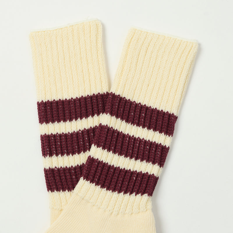 RoToTo Coarse Ribbed Oldschool Crew Sock - Bordeaux