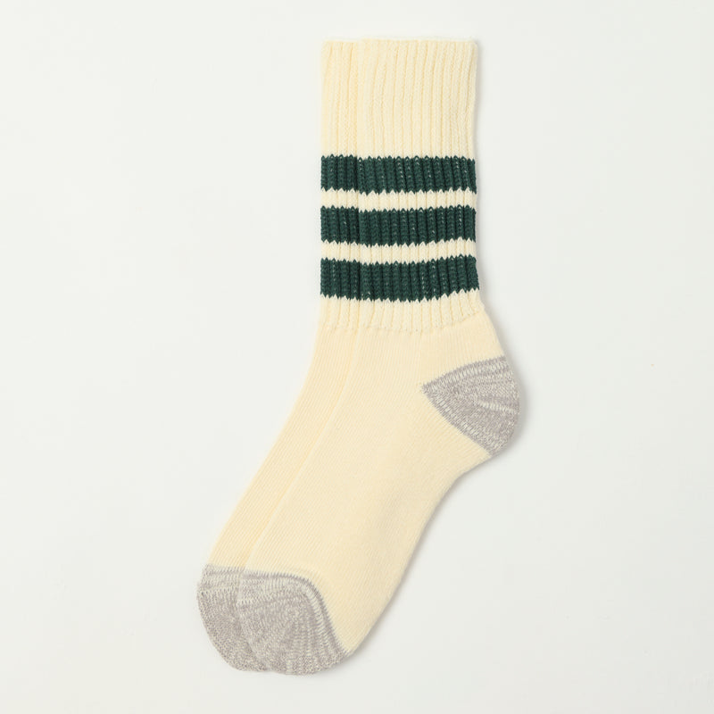 RoToTo Coarse Ribbed Oldschool Crew Sock - Dark Green