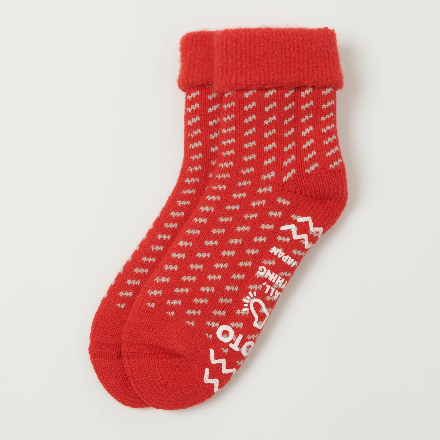 RoToTo Bird's Eye Comfy Room Sock - Scarlet