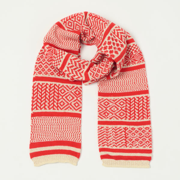 RoToTo Sockstole Jacquard Scarf - Ivory/Red