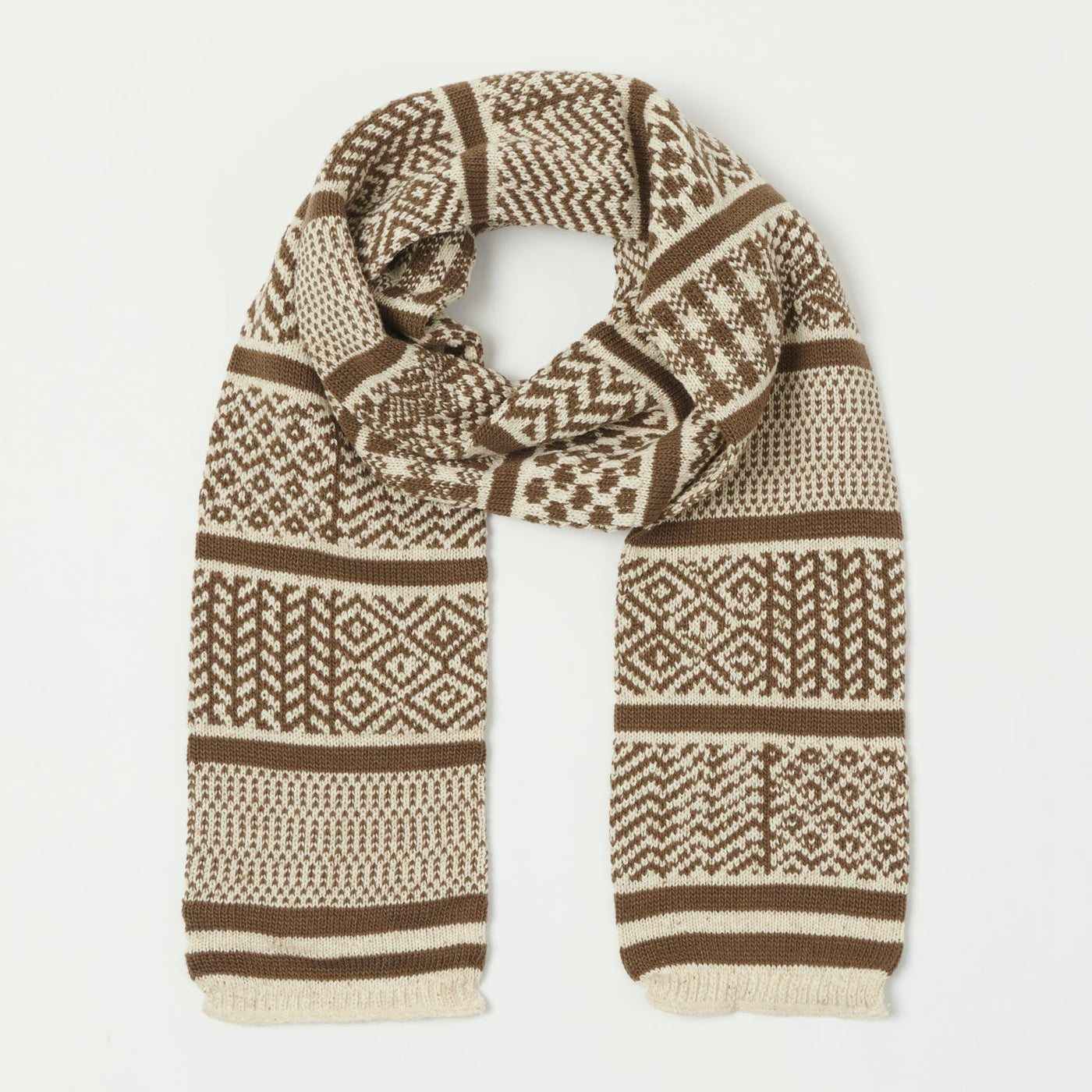 RoToTo Sockstole Scarf - Ivory/Greyish Brown