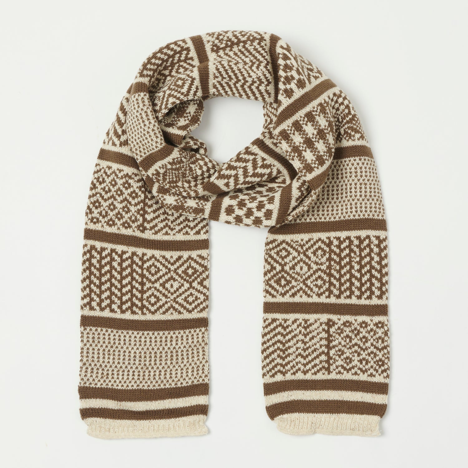RoToTo Sockstole Scarf - Ivory/Greyish Brown