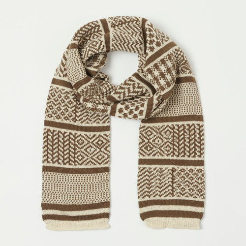 RoToTo Sockstole Scarf - Ivory/Greyish Brown