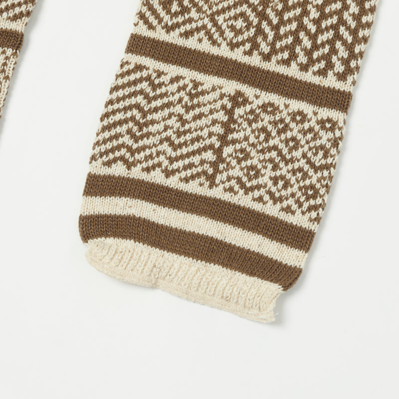 RoToTo Sockstole Scarf - Ivory/Greyish Brown