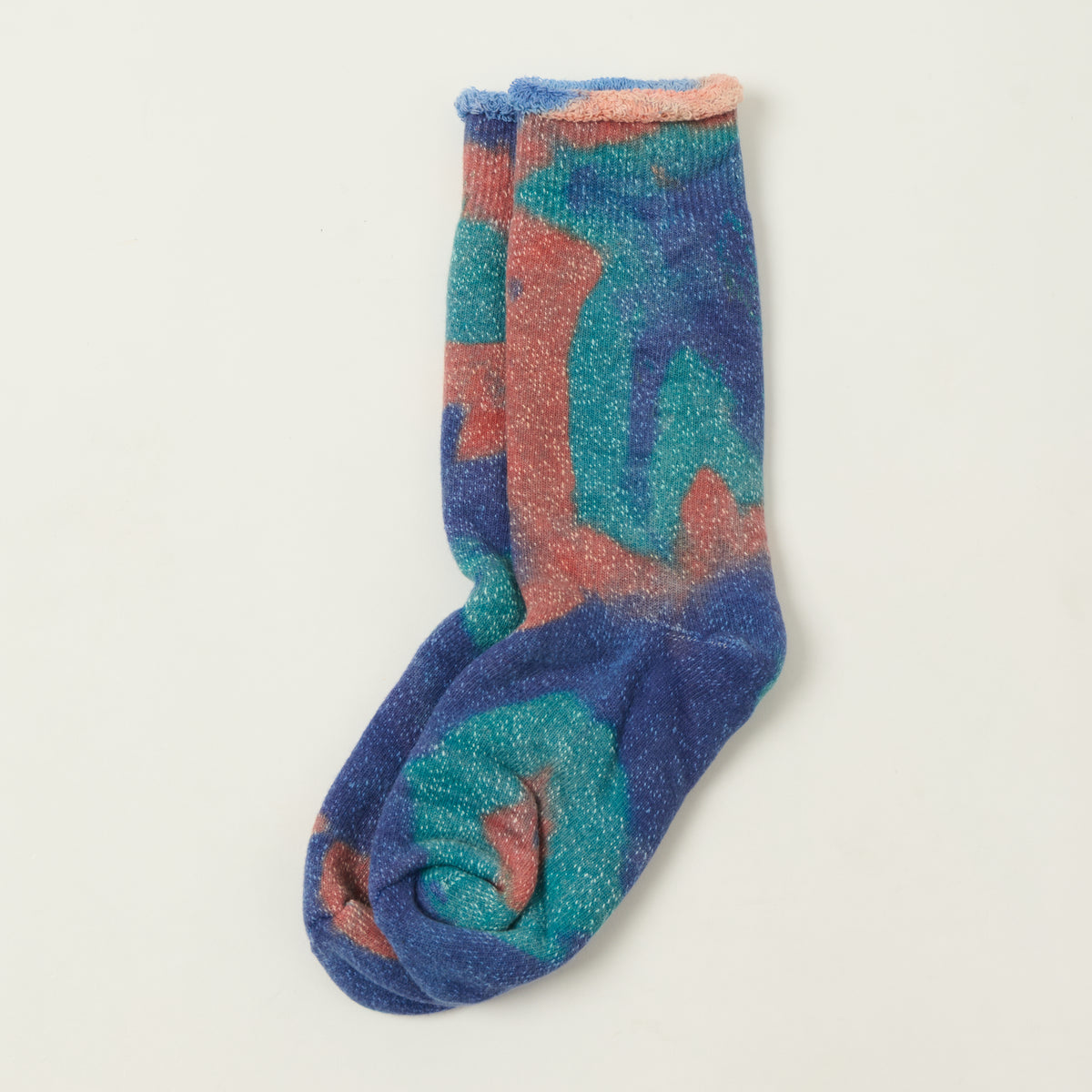 Rototo Tie Dye Pile Socks - Blue/Orange