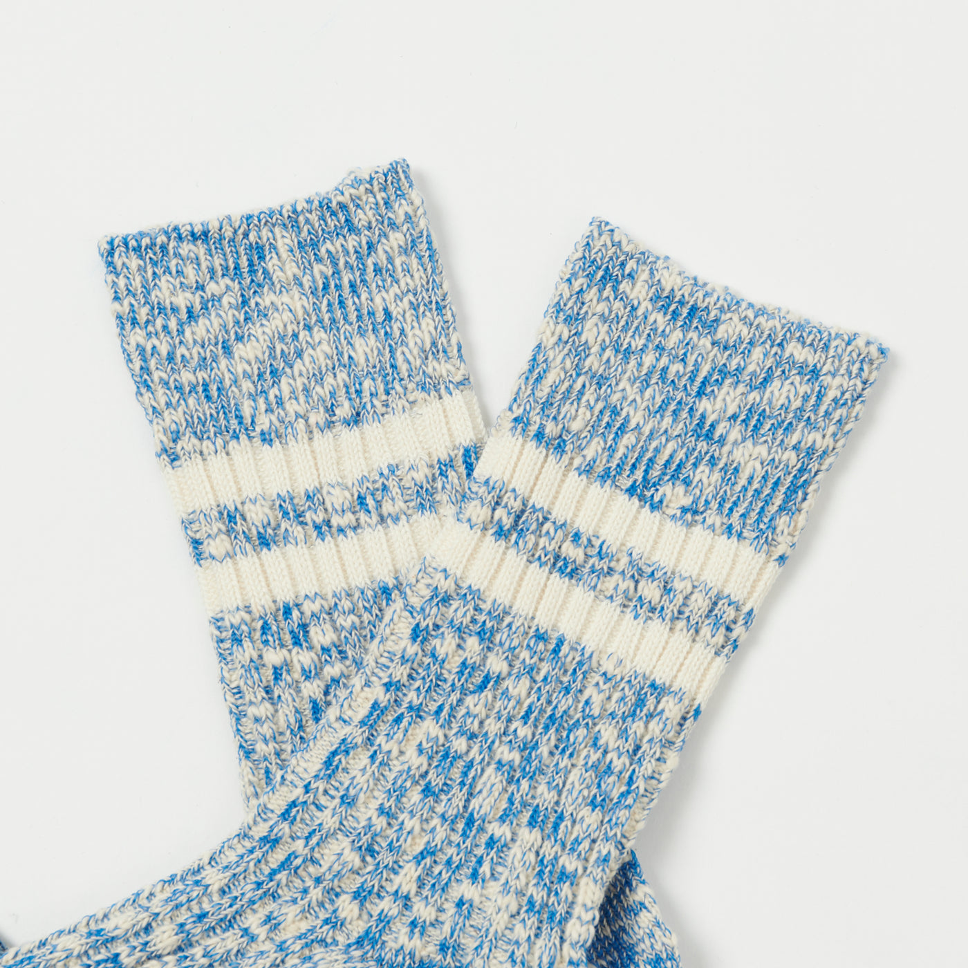 RoToTo Organic Cotton Slub Stripe Sock - Blue