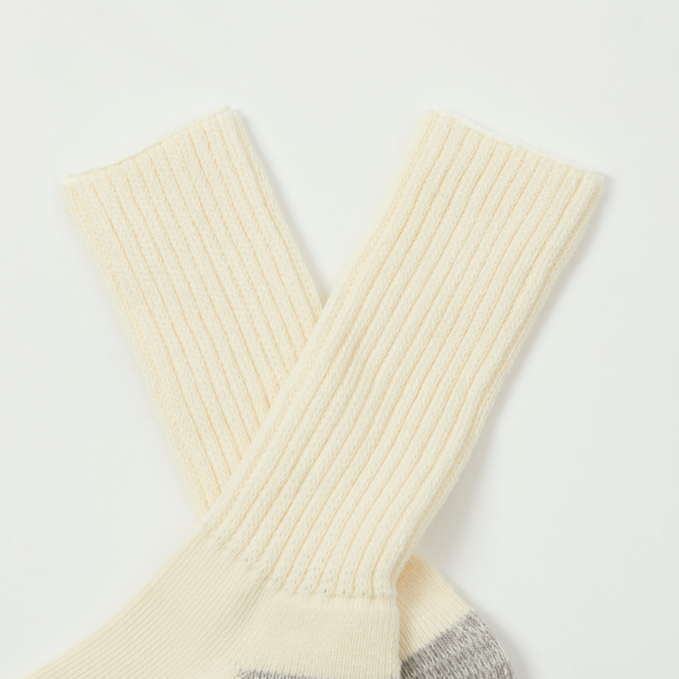 RoToTo Coarse Ribbed Oldschool Crew Sock - Ecru