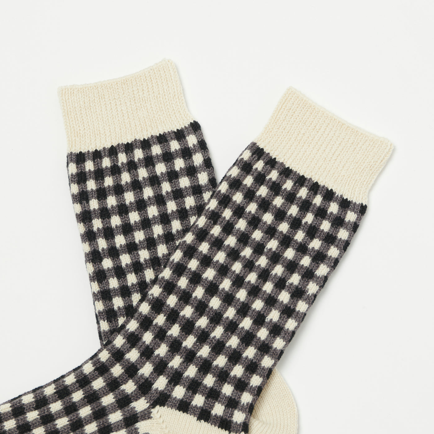 RoToTo Gingham Check Sock - Black