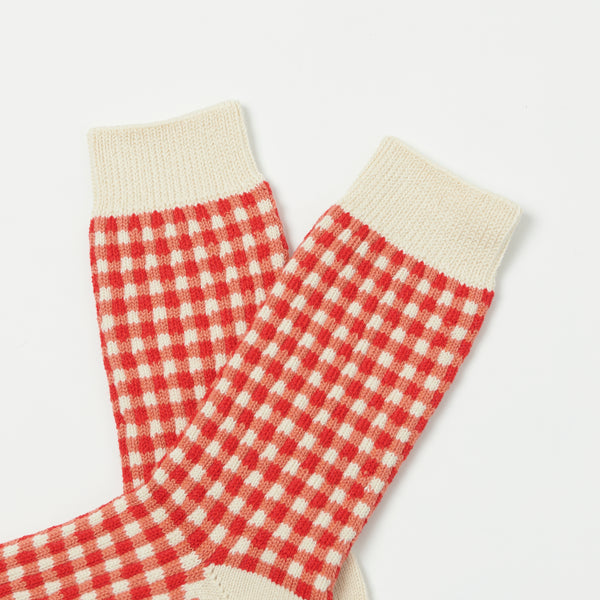 RoToTo Gingham Check Sock - Red