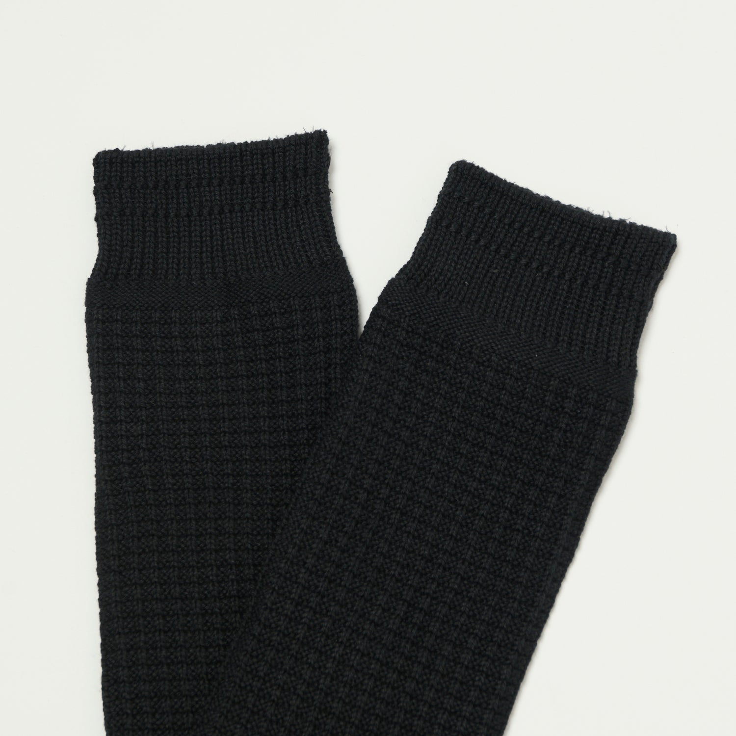 RoToTo Cotton Waffle Crew Sock - Black