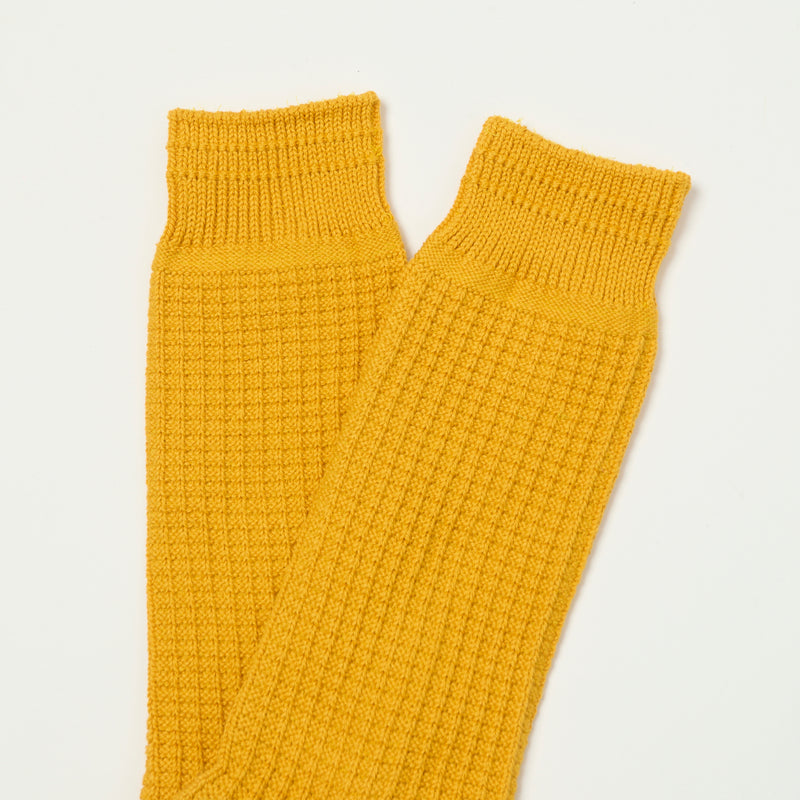 RoToTo Cotton Waffle Crew Sock - Mustard