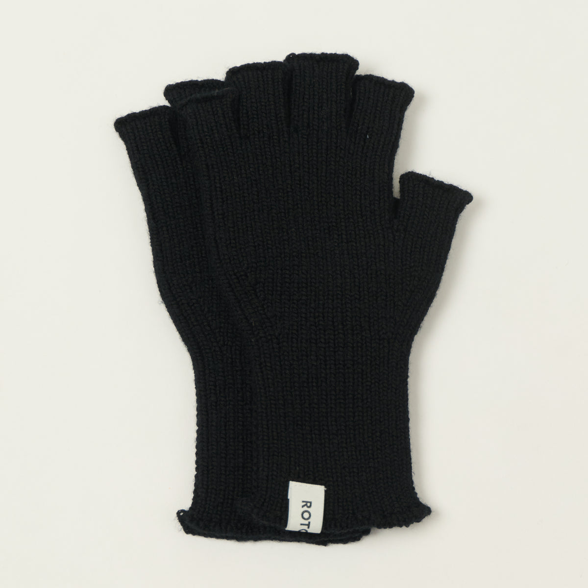 Rototo Washable Merino Knit Fingerless Gloves - Black