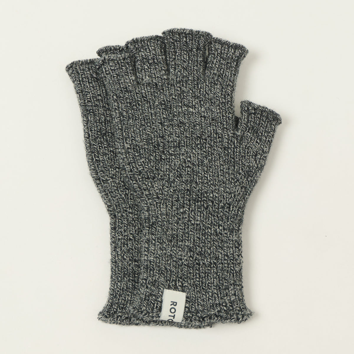 Rototo Washable Merino Knit Fingerless Gloves - Marl Black