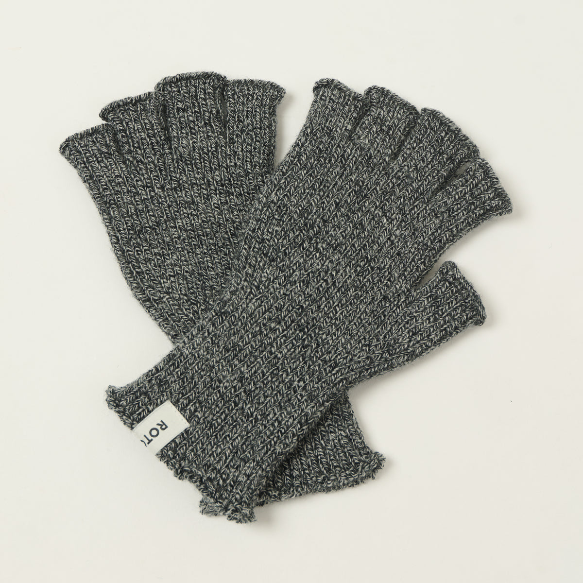 Rototo Washable Merino Knit Fingerless Gloves - Marl Black
