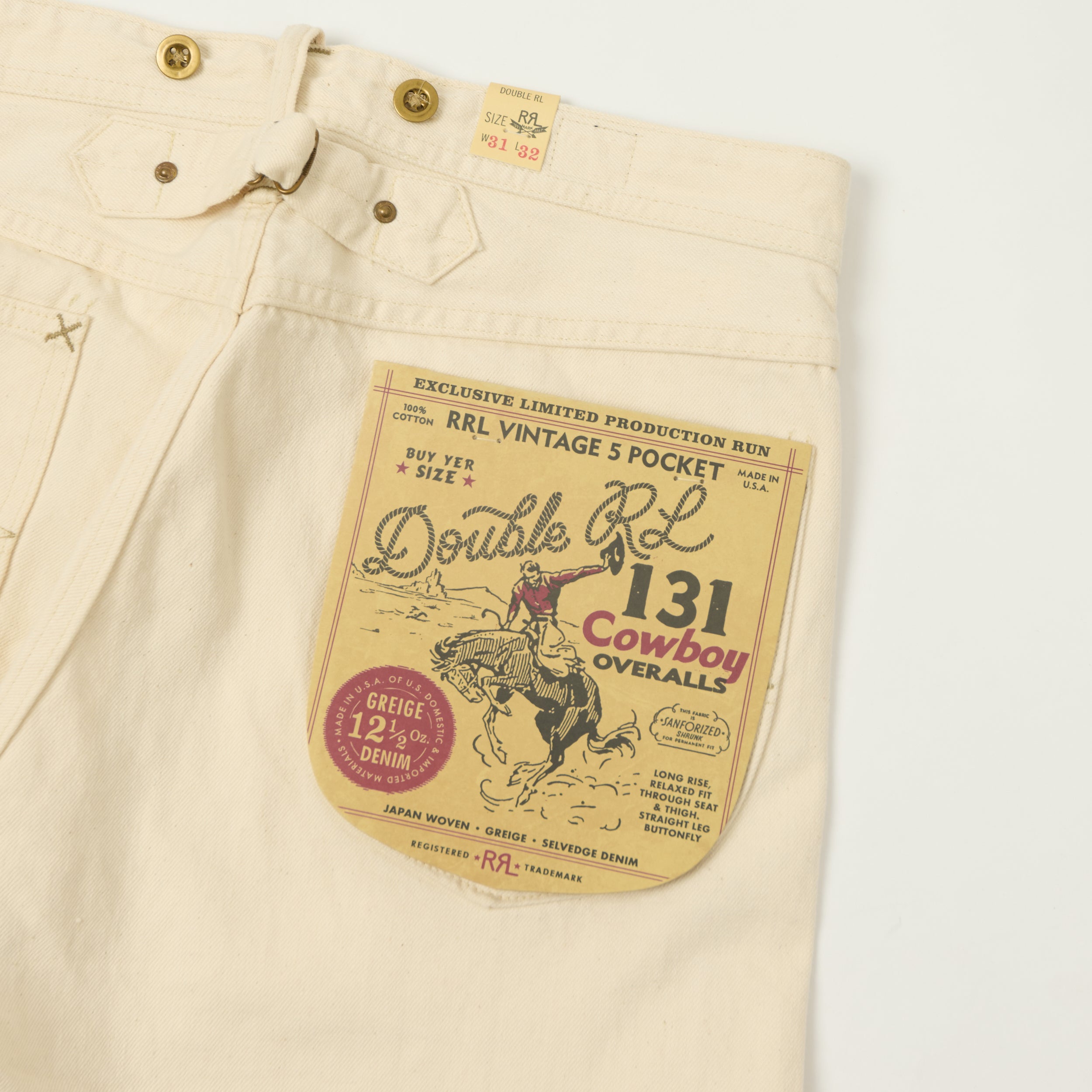 RRL '131 Cowboy' Overalls Straight Leg Jean - Ecru – SON OF A STAG