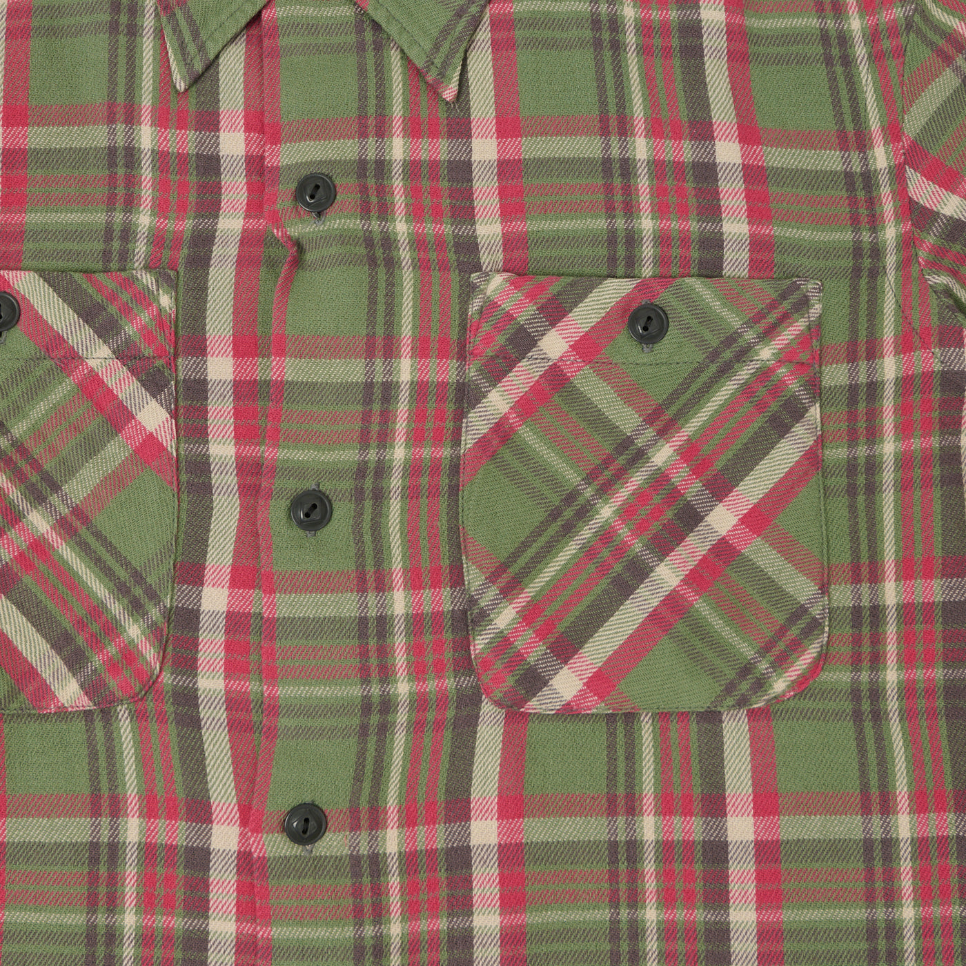 RRL Plaid Twill Camp Shirt- Green/Pink | SON OF A STAG
