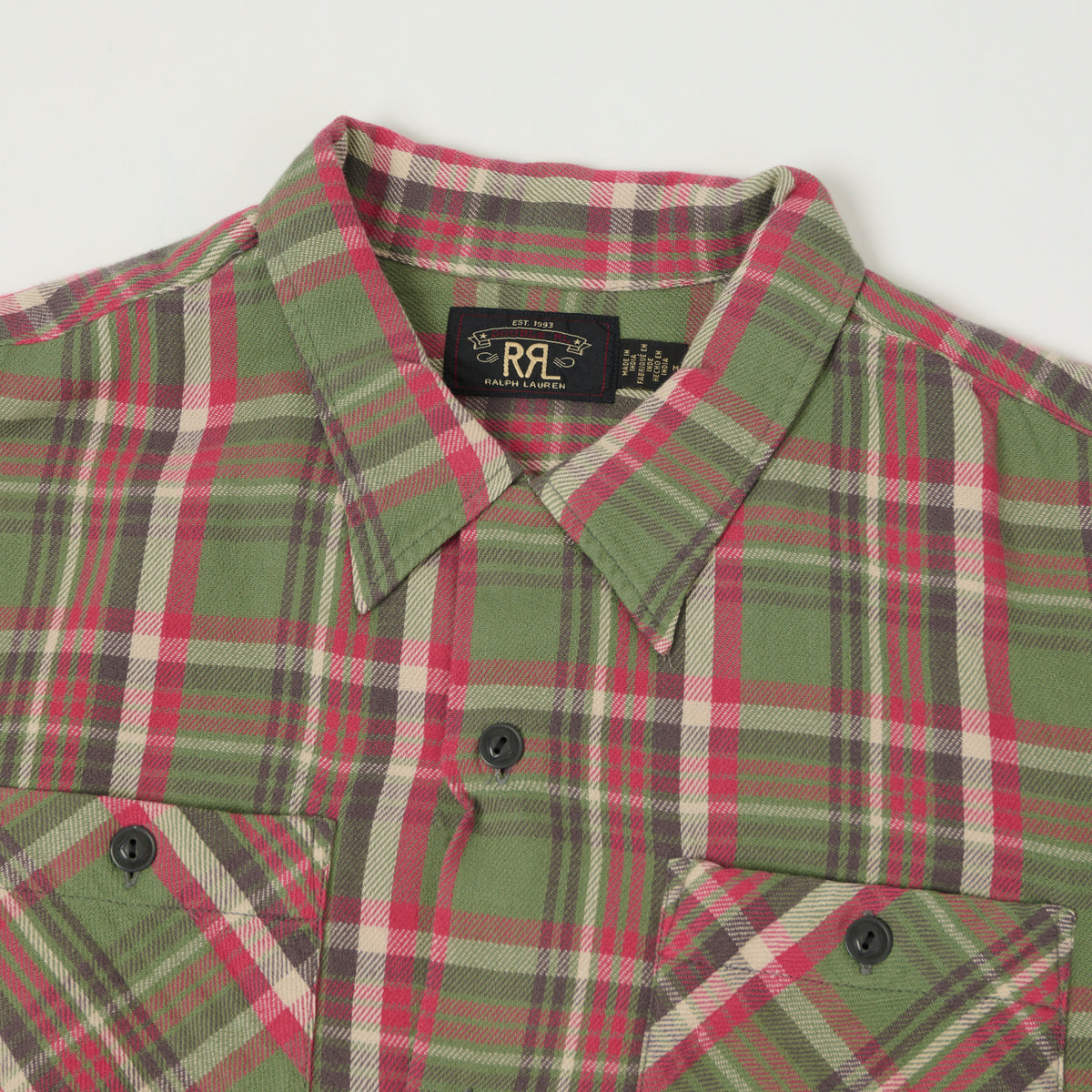 RRL アーミードレスシャツサンプリング ワイシャツ エポレット RRL(ダブルアールエル) 90'S 三ツ星タグエポレット付きワーク