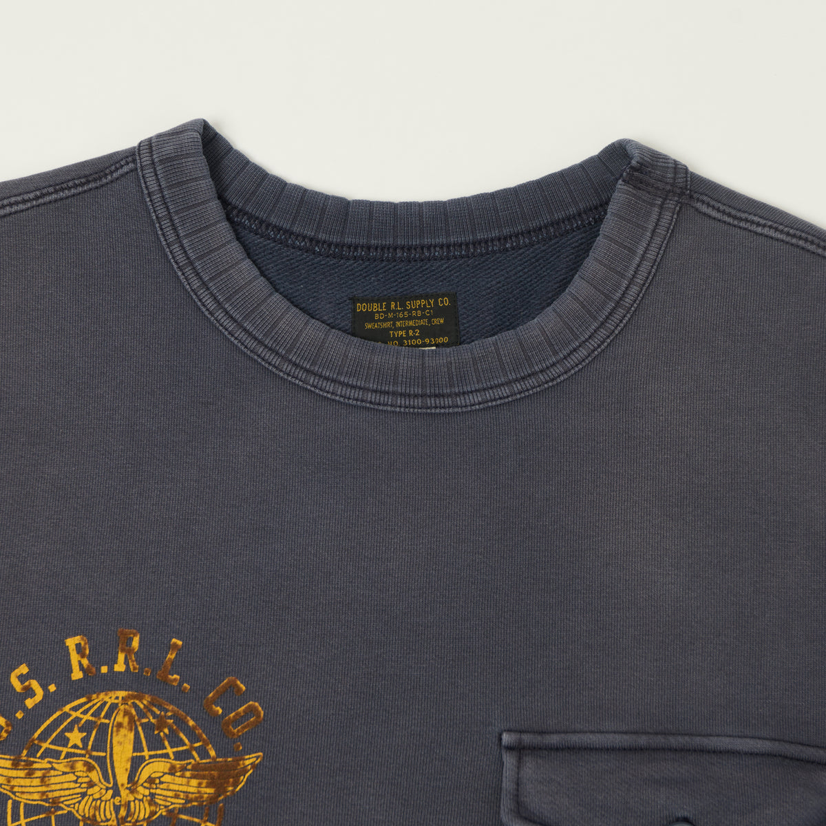 RRL 'Air Auxiliary' French Terry Graphic Sweatshirt - Navy