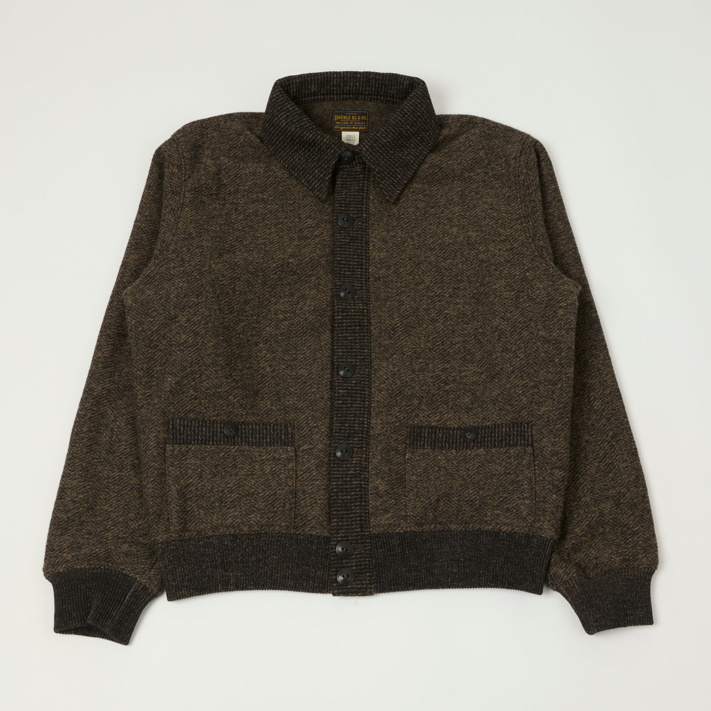 RRL 'Angus' Full Button Jacquard Cardigan - Brown