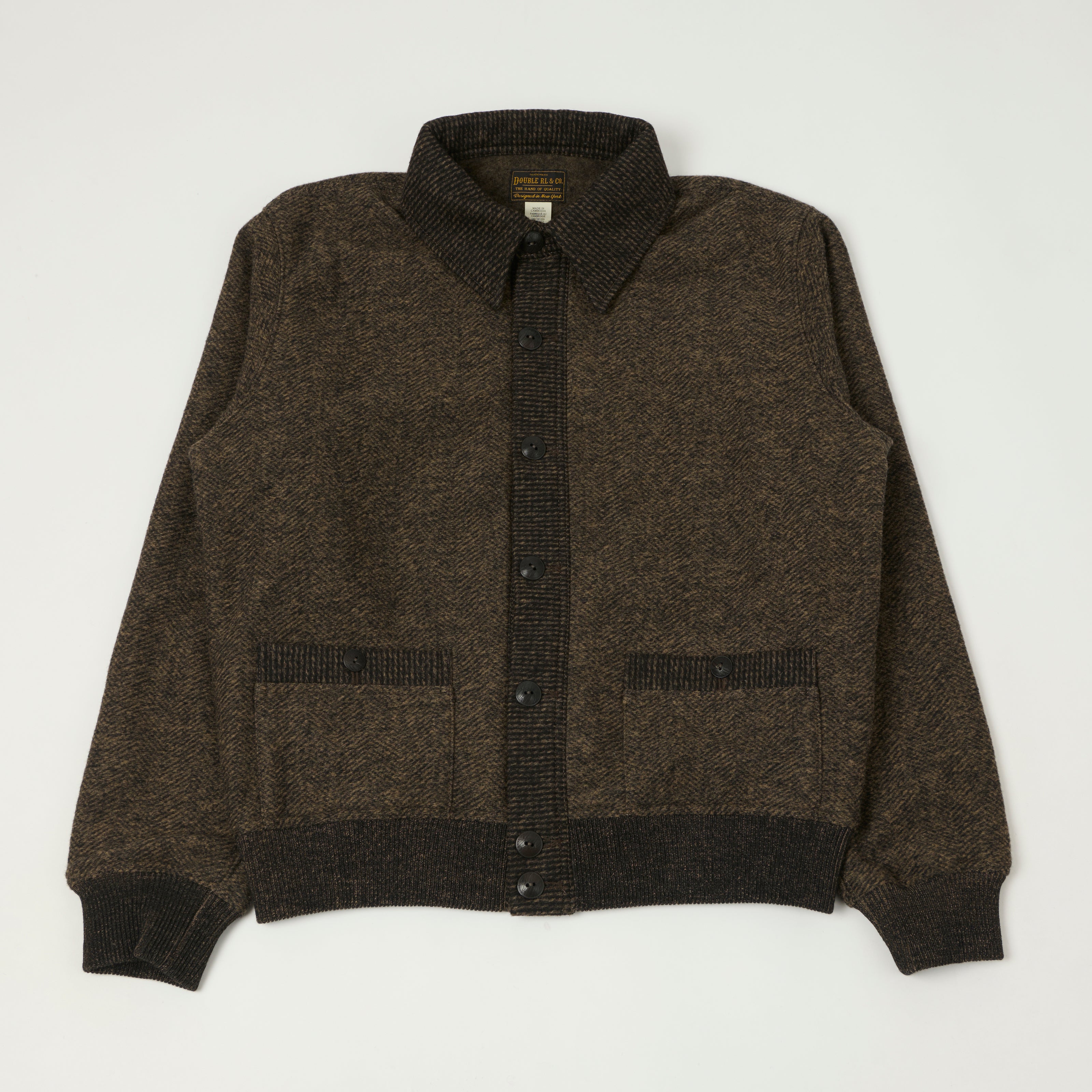 RRL 'Angus' Full Button Jacquard Cardigan - Brown