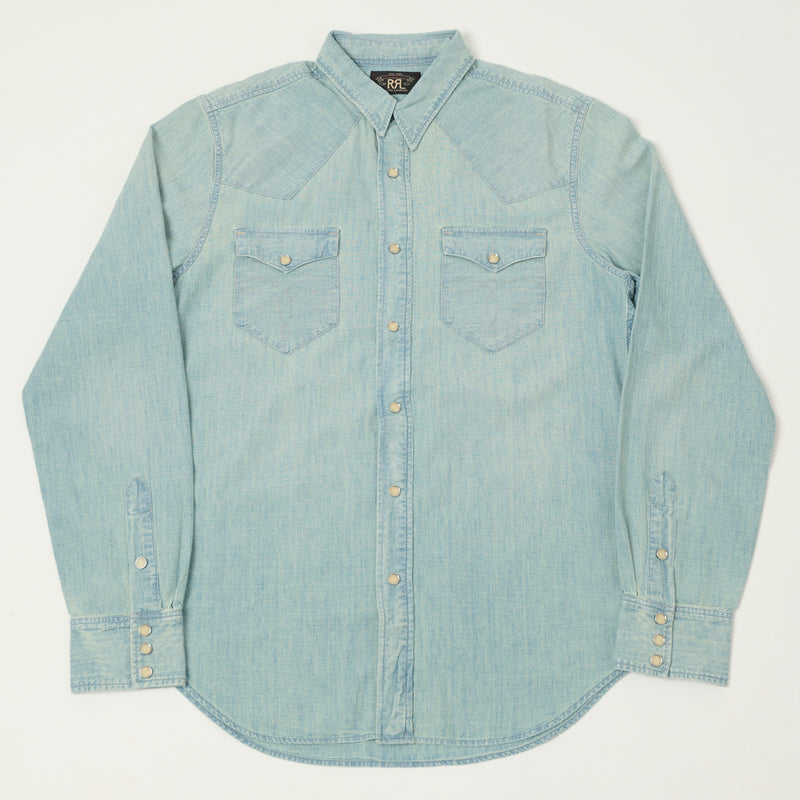 RRL Slim Fit Chambray Western Shirt Davey Wash
