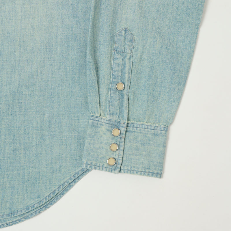 RRL Slim Fit Chambray Western Shirt - Davey Wash