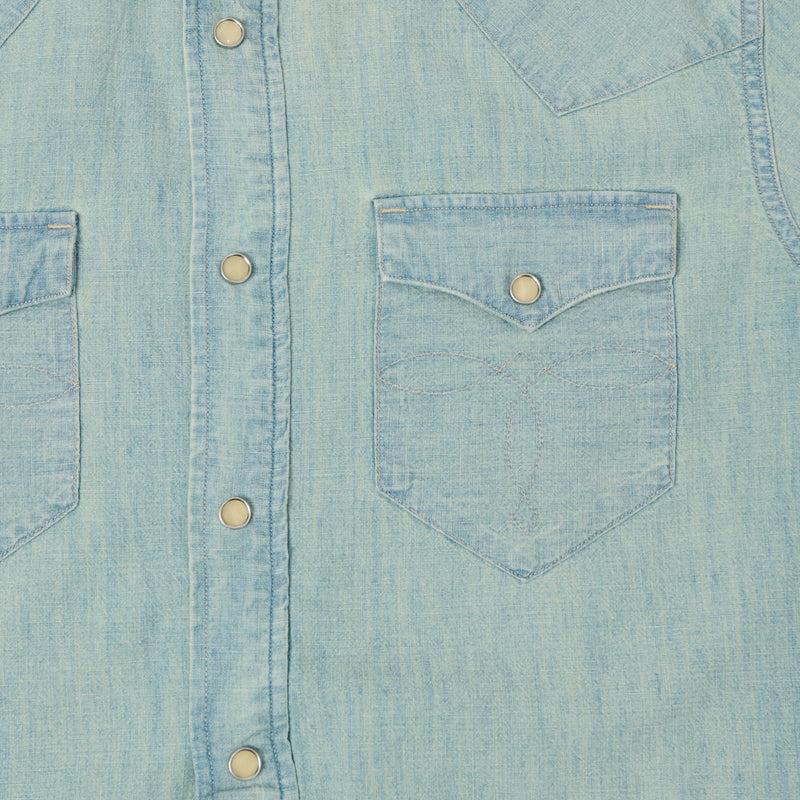 RRL Slim Fit Chambray Western Shirt - Davey Wash