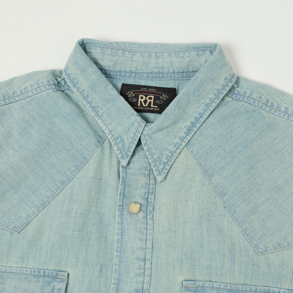 RRL Slim Fit Chambray Western Shirt - Davey Wash