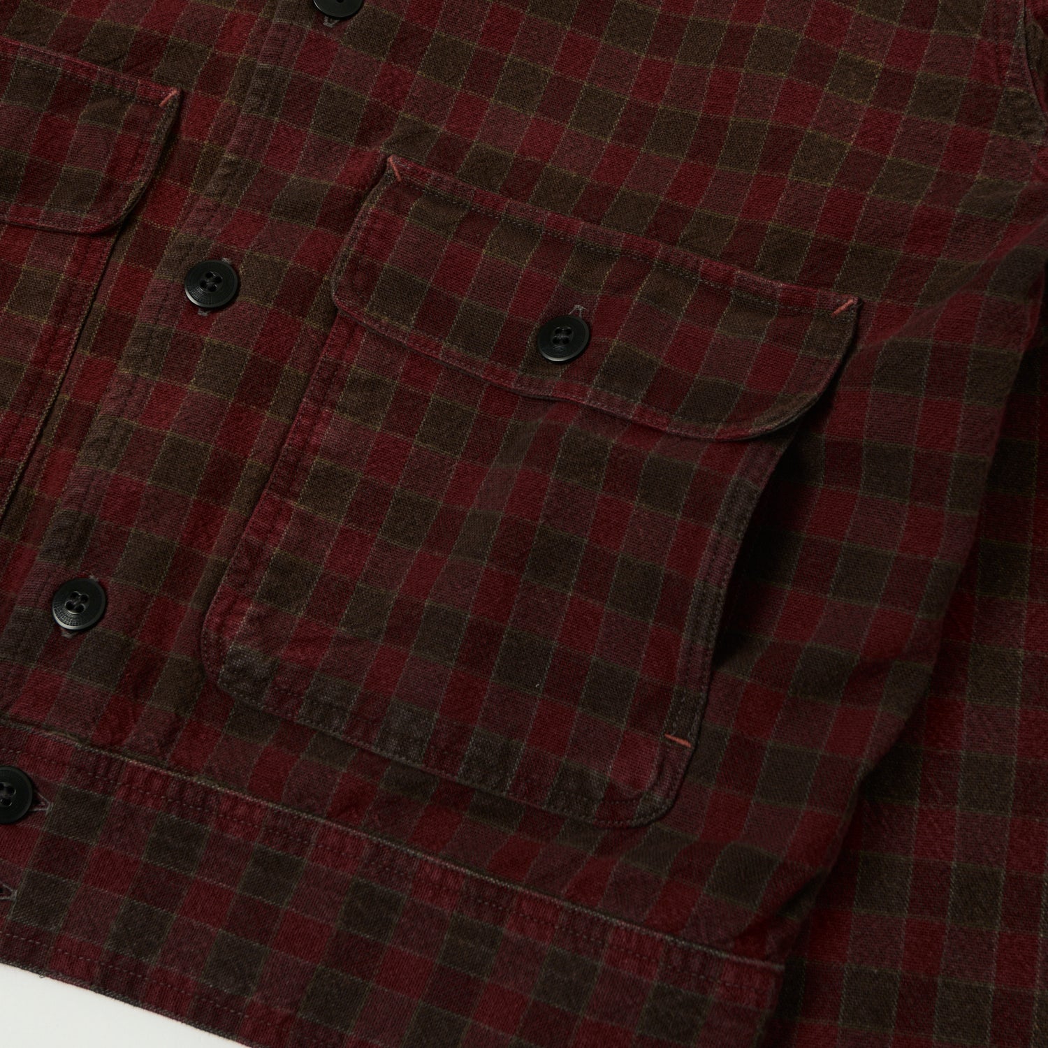 RRL Plaid Lightweight Shirt Jacket - Red/Black