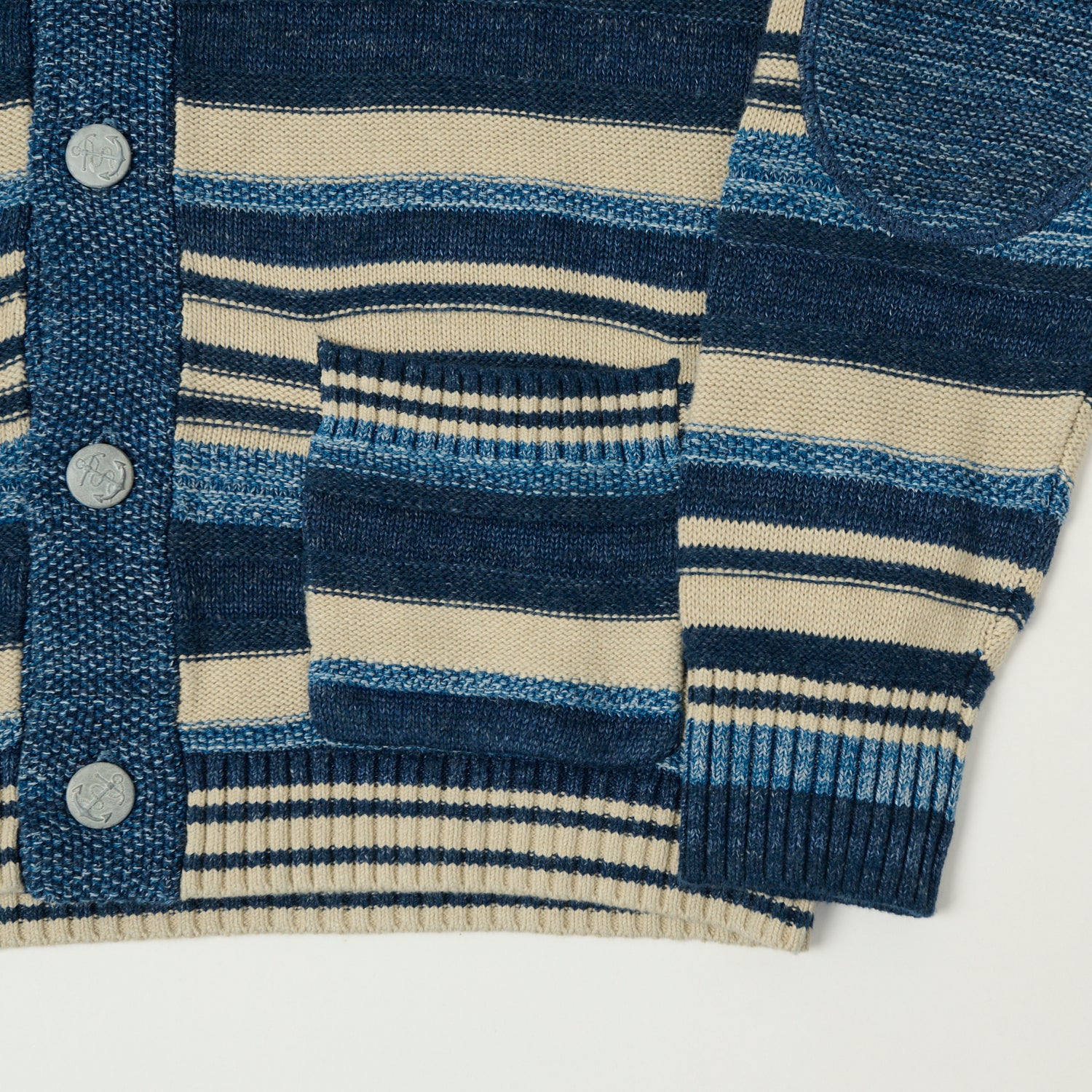 RRL Cotton-Linen Cardigan - Indigo Stripe