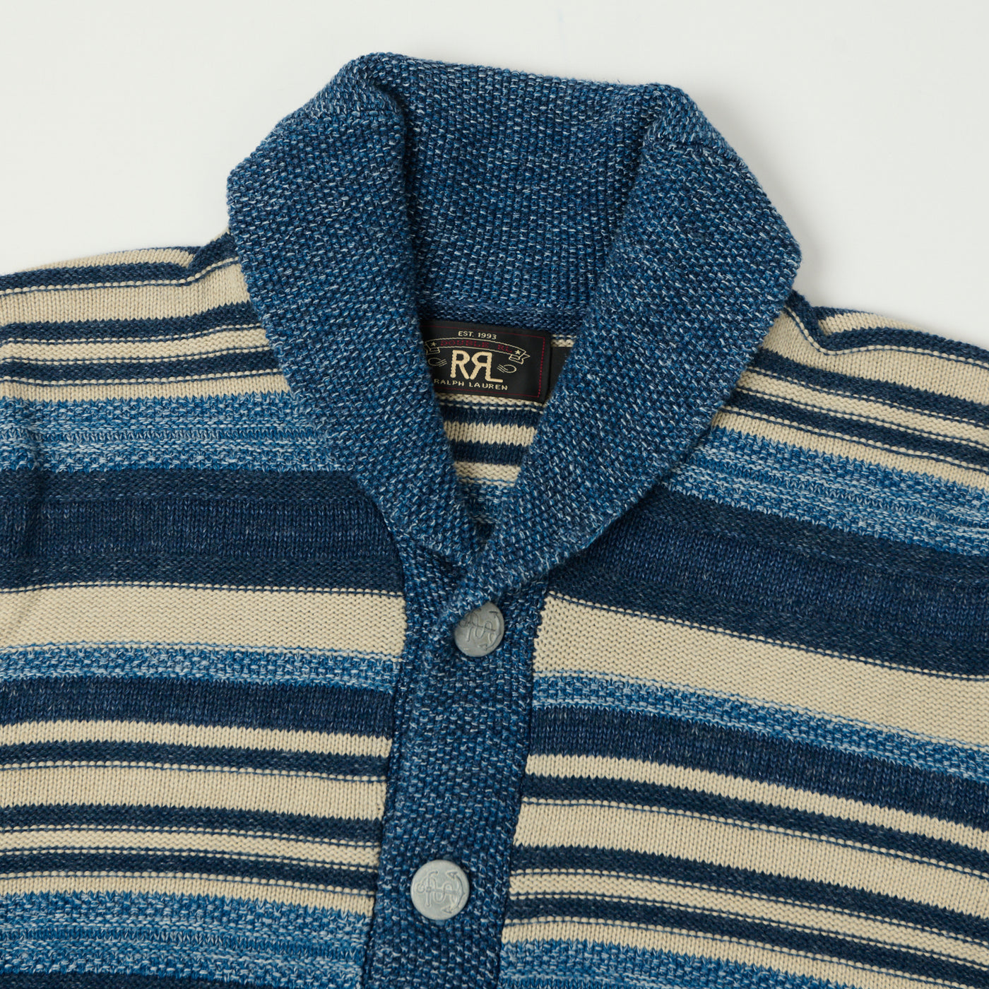 RRL Cotton-Linen Cardigan - Indigo Stripe