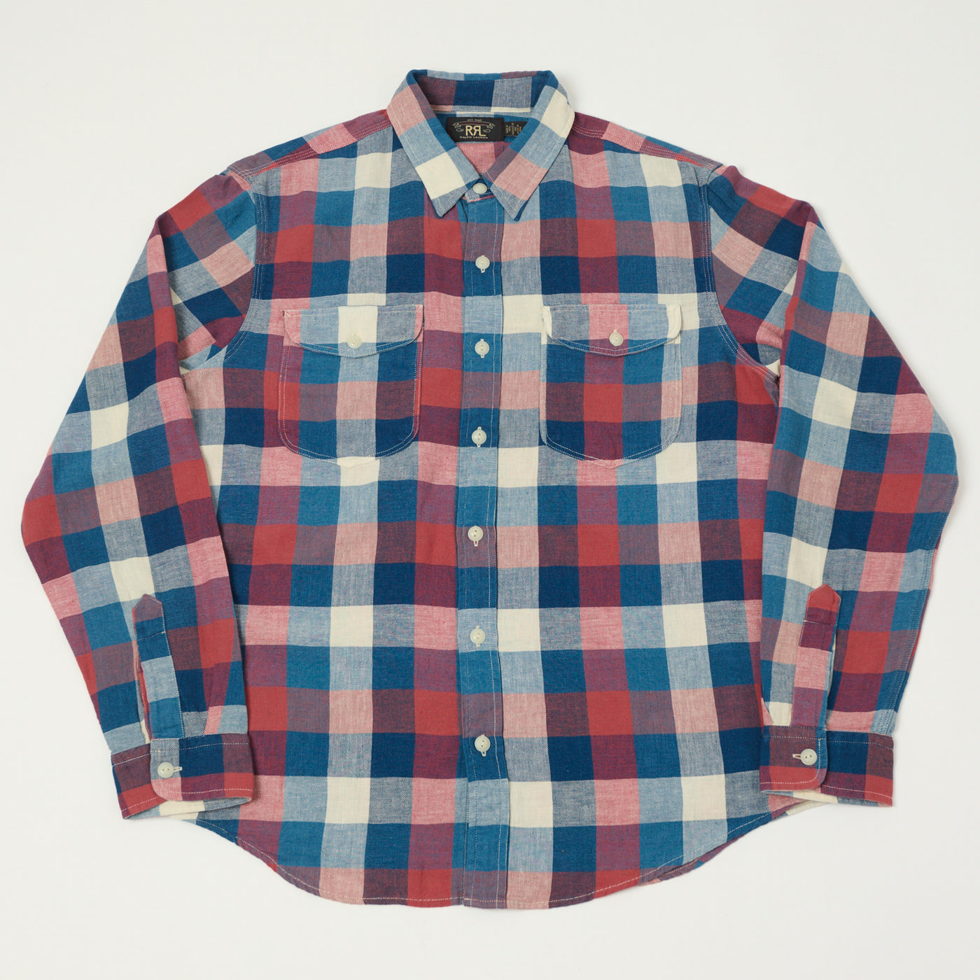 RRL Plaid Cotton-Linen Workshirt Red/Indigo SON OF A STAG