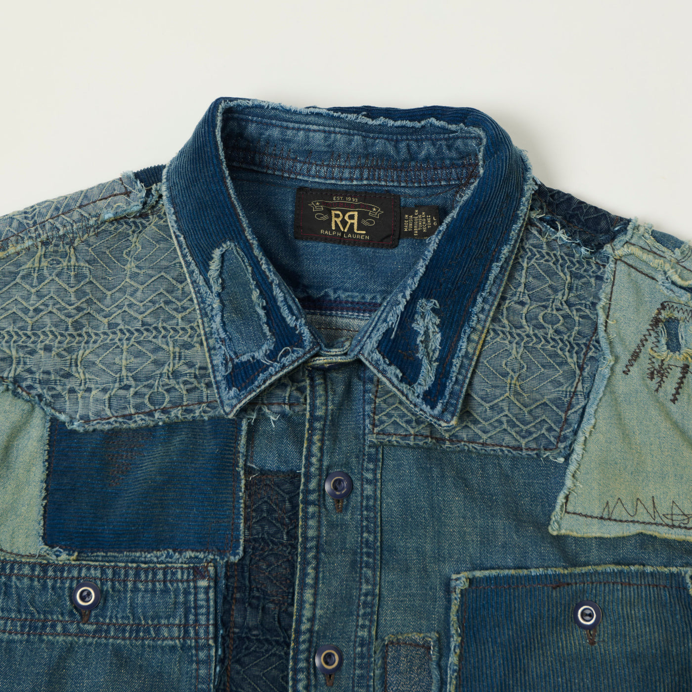 RRL Indigo Patchwork Shirt - Blue