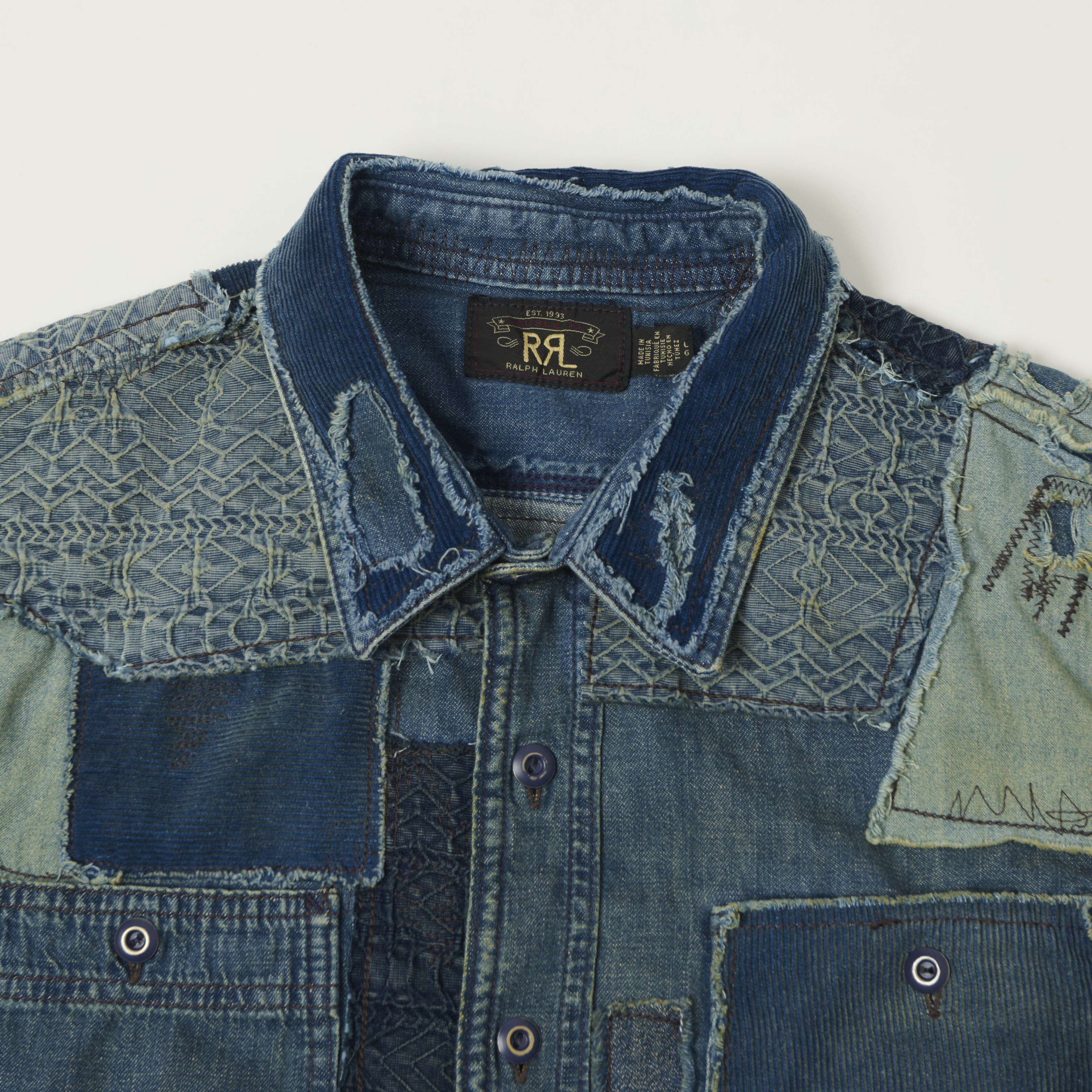RRL Indigo Patchwork Shirt - Blue