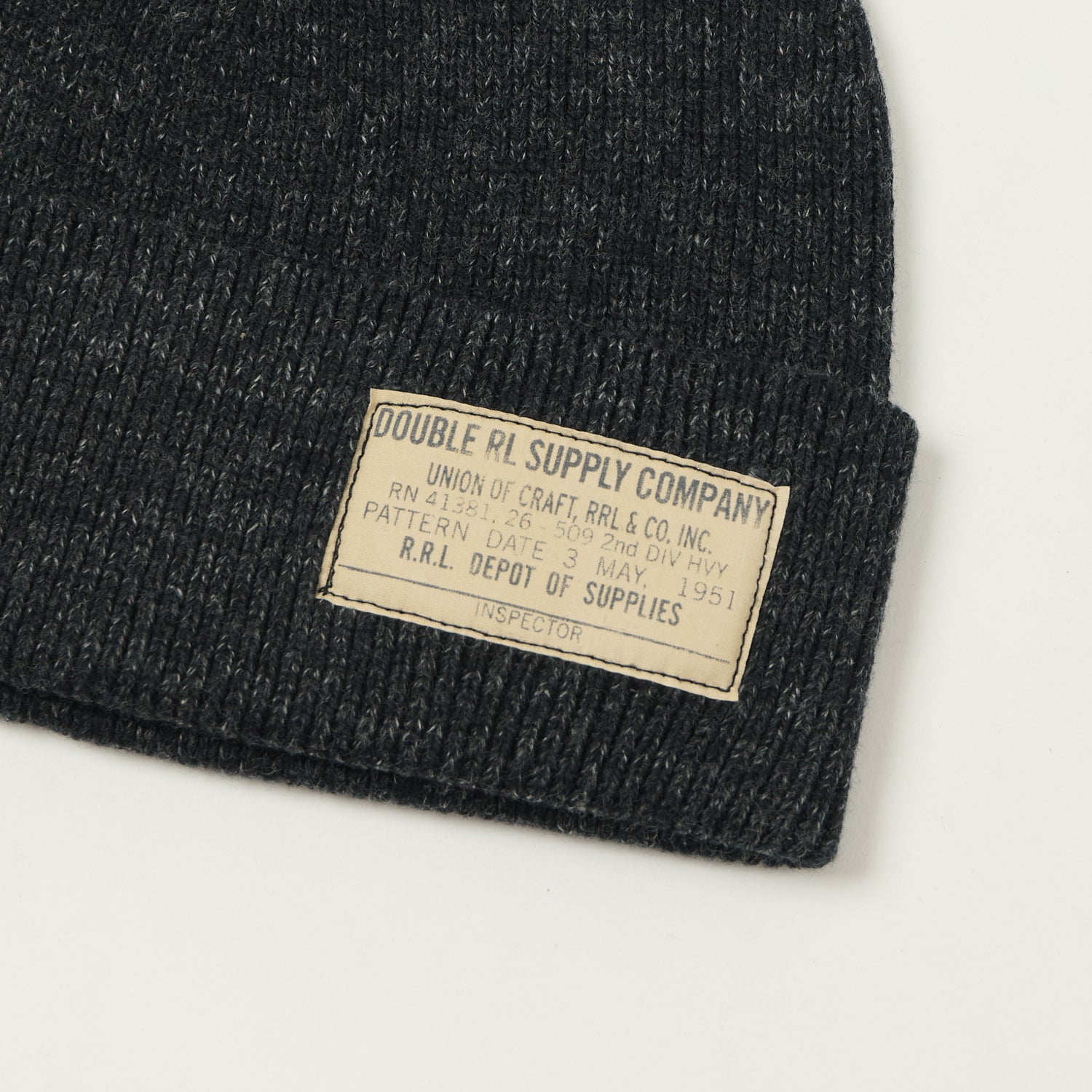 RRL Cotton Watch Cap - Black Indigo