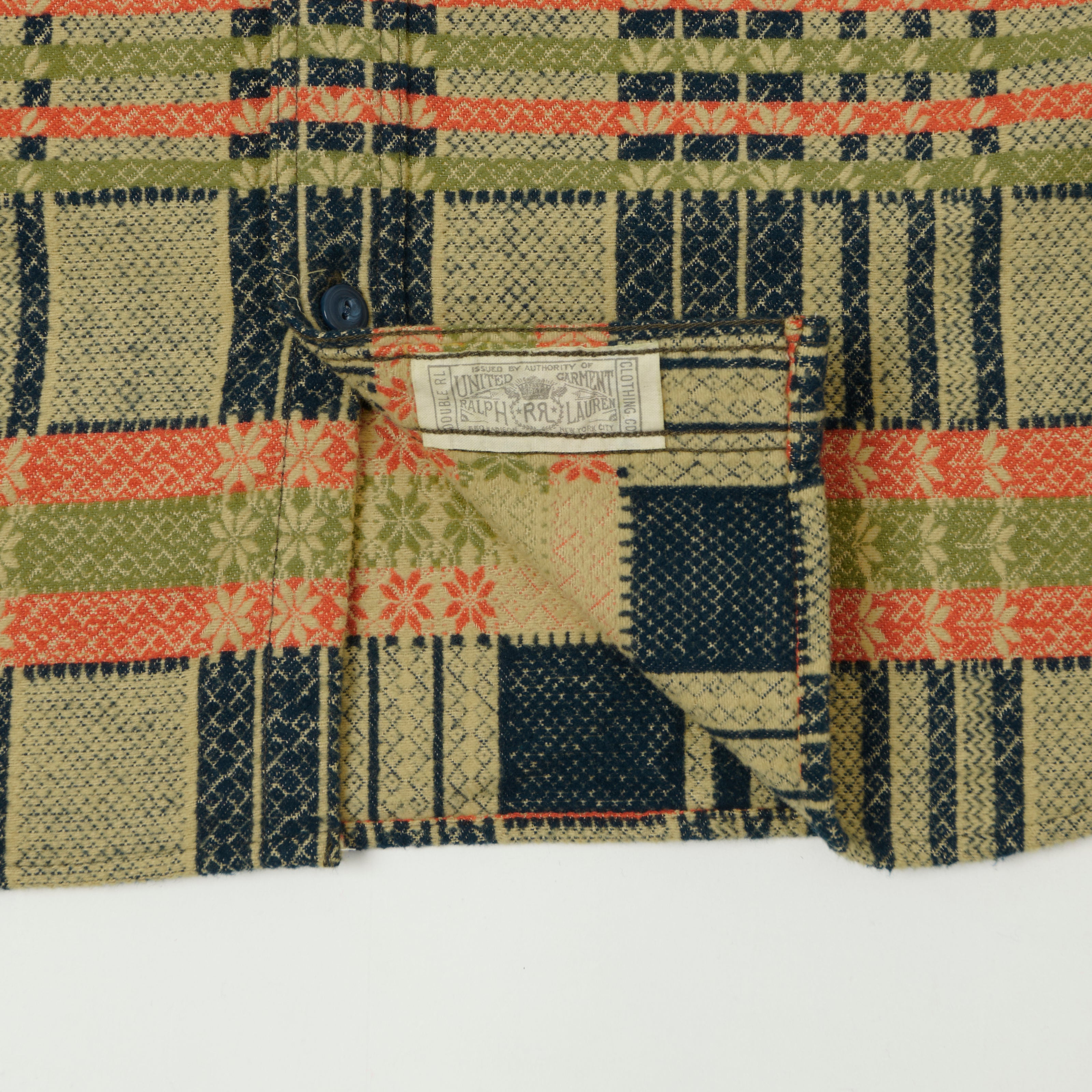 RRL 'Farewell' Jacquard Work Shirt - Orange/Navy