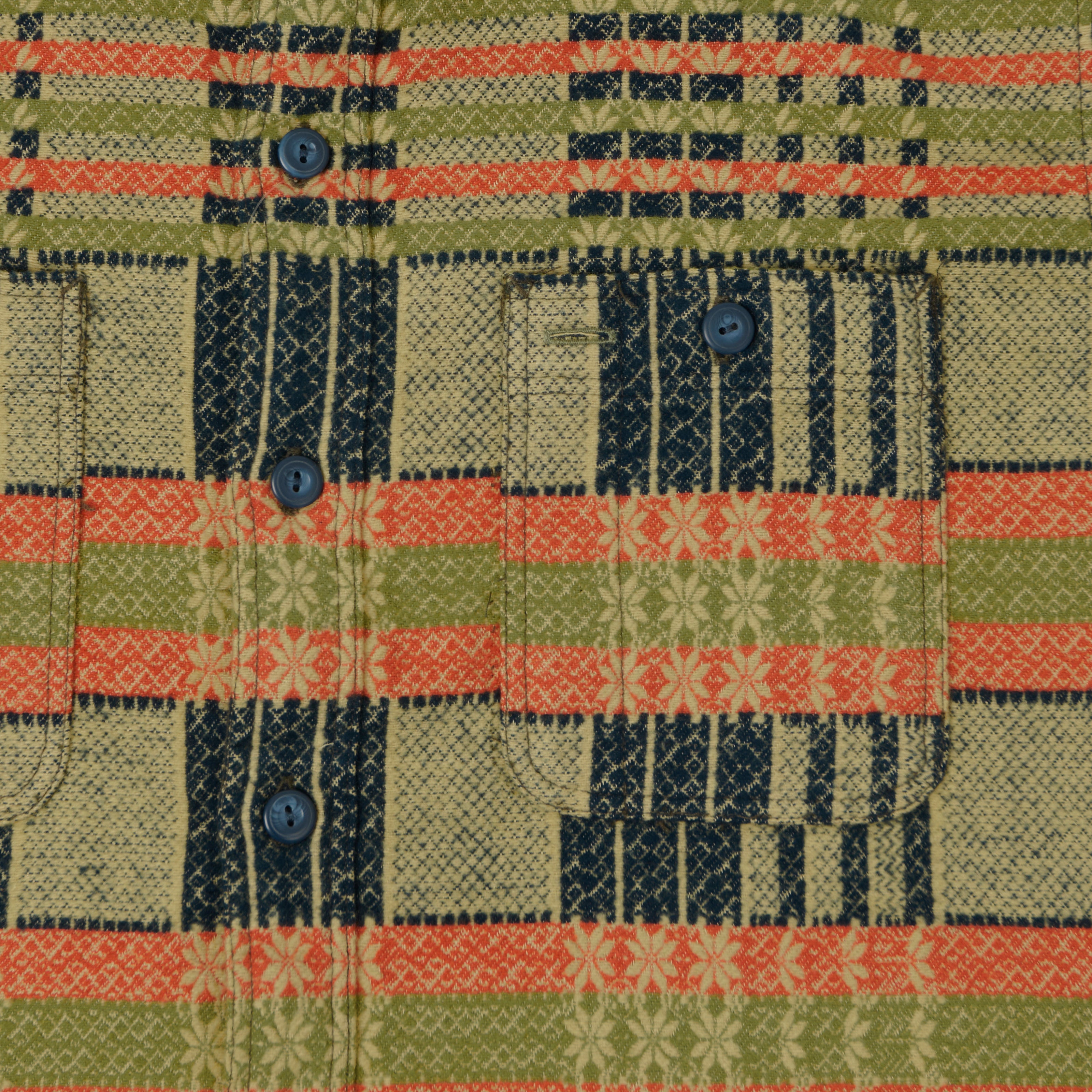 RRL 'Farewell' Jacquard Work Shirt - Orange/Navy