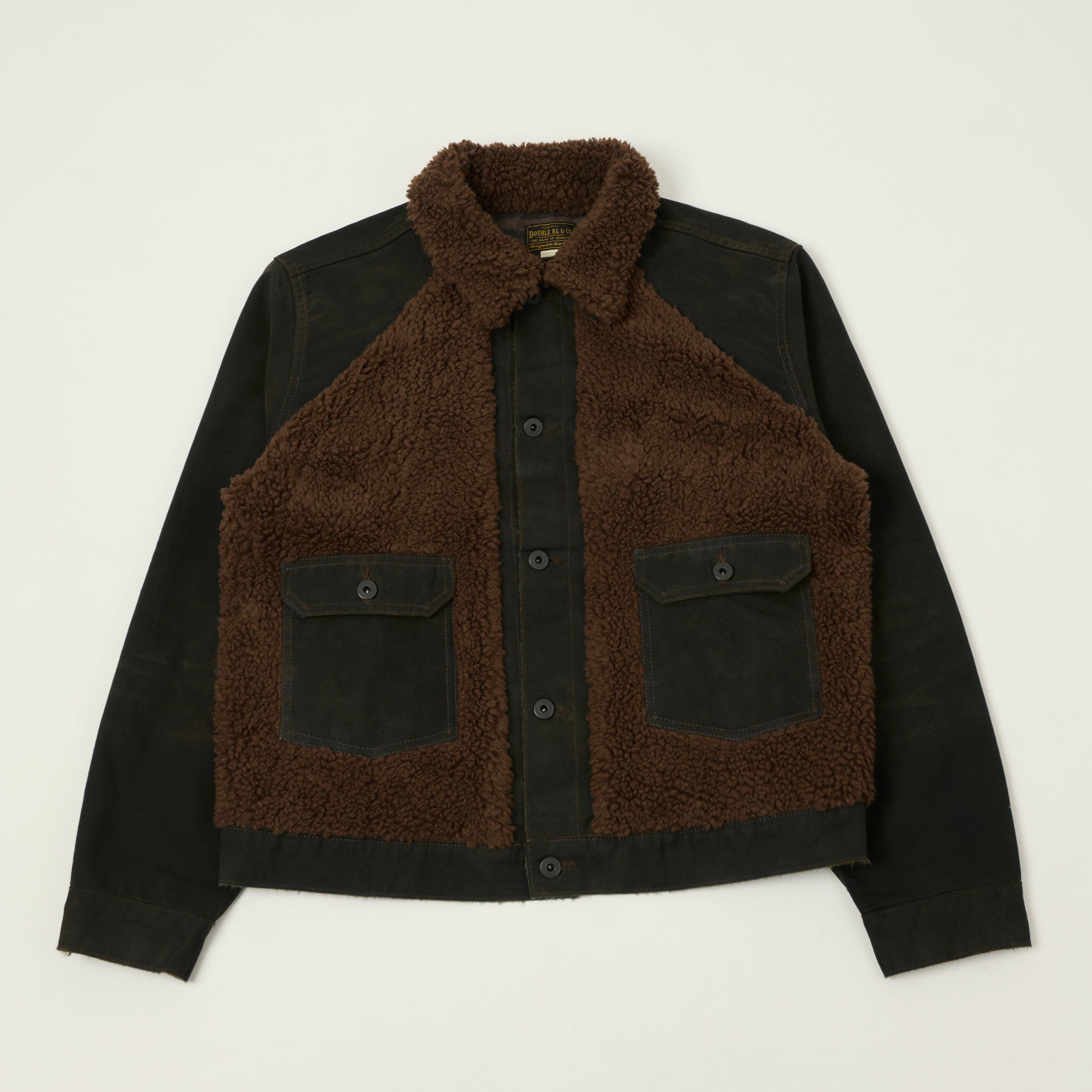 RRL Fleece-Panelled Canvas Jacket Vintage - Black/Brown
