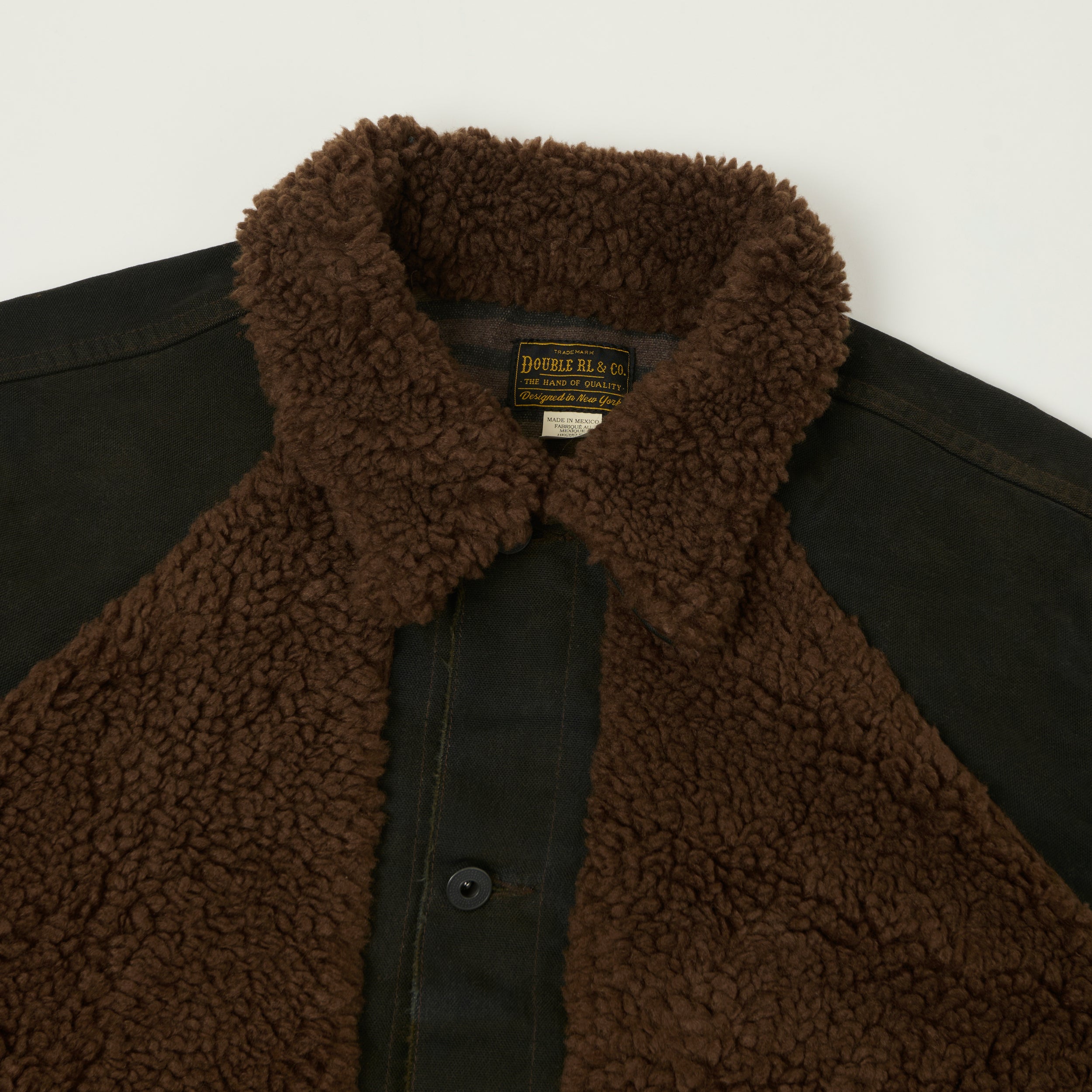 RRL Fleece-Panelled Canvas Jacket Vintage - Black/Brown