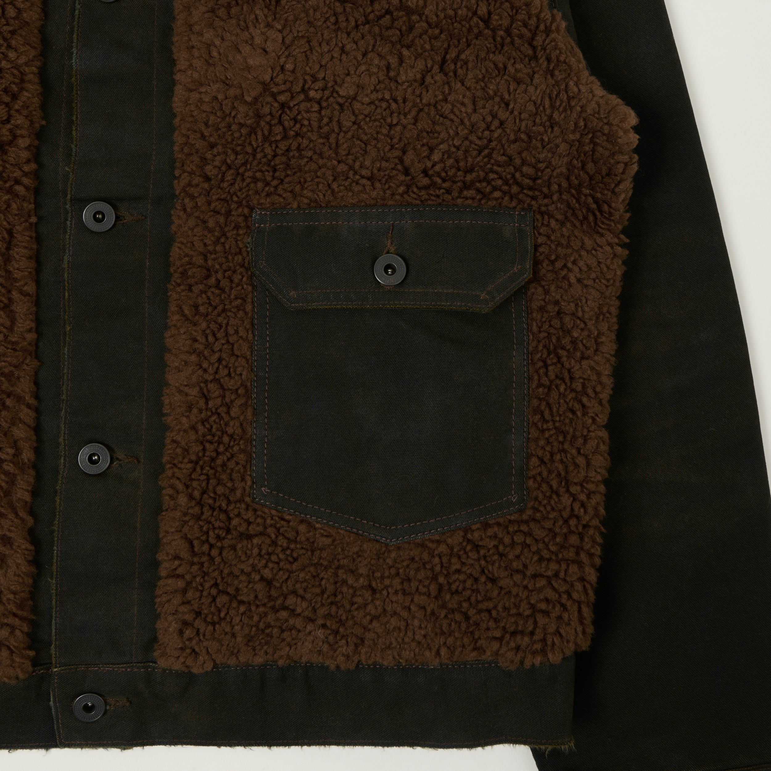 RRL Fleece-Panelled Canvas Jacket Vintage - Black/Brown