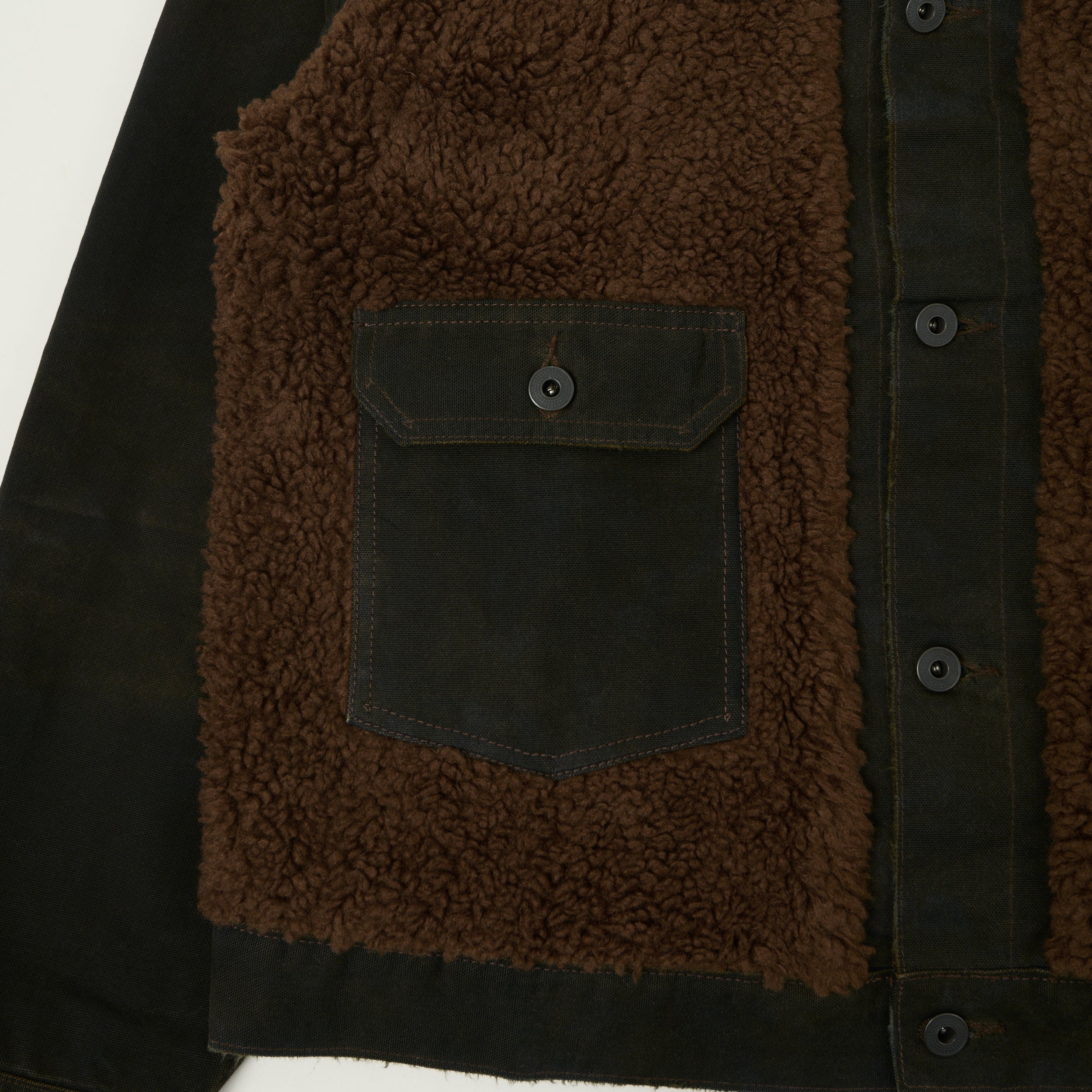 RRL Fleece-Panelled Canvas Jacket Vintage - Black/Brown