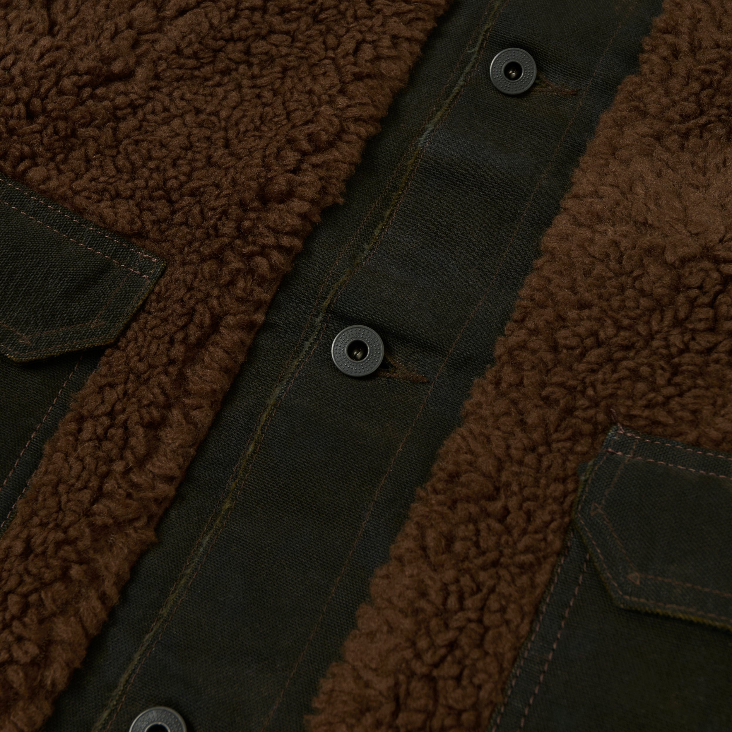 RRL Fleece-Panelled Canvas Jacket Vintage - Black/Brown