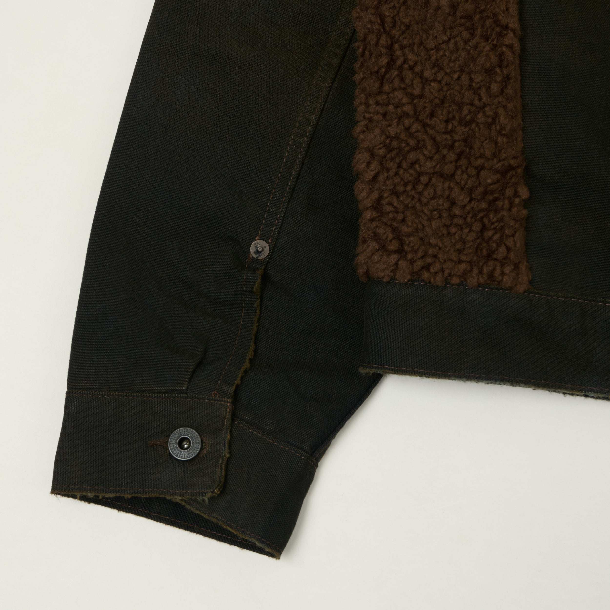RRL Fleece-Panelled Canvas Jacket Vintage - Black/Brown