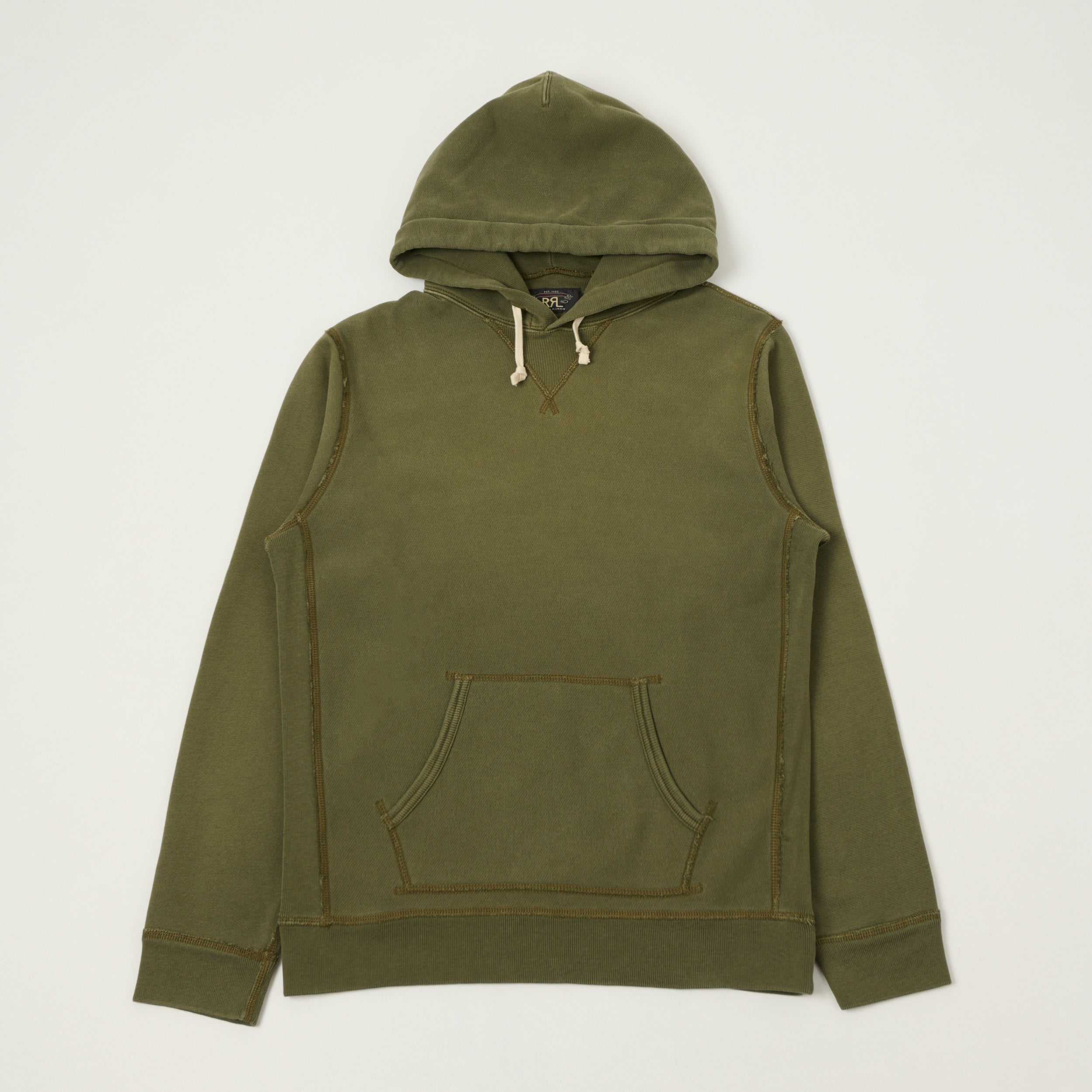 RRL Garment-Dyed French Terry Hoodie - Olive