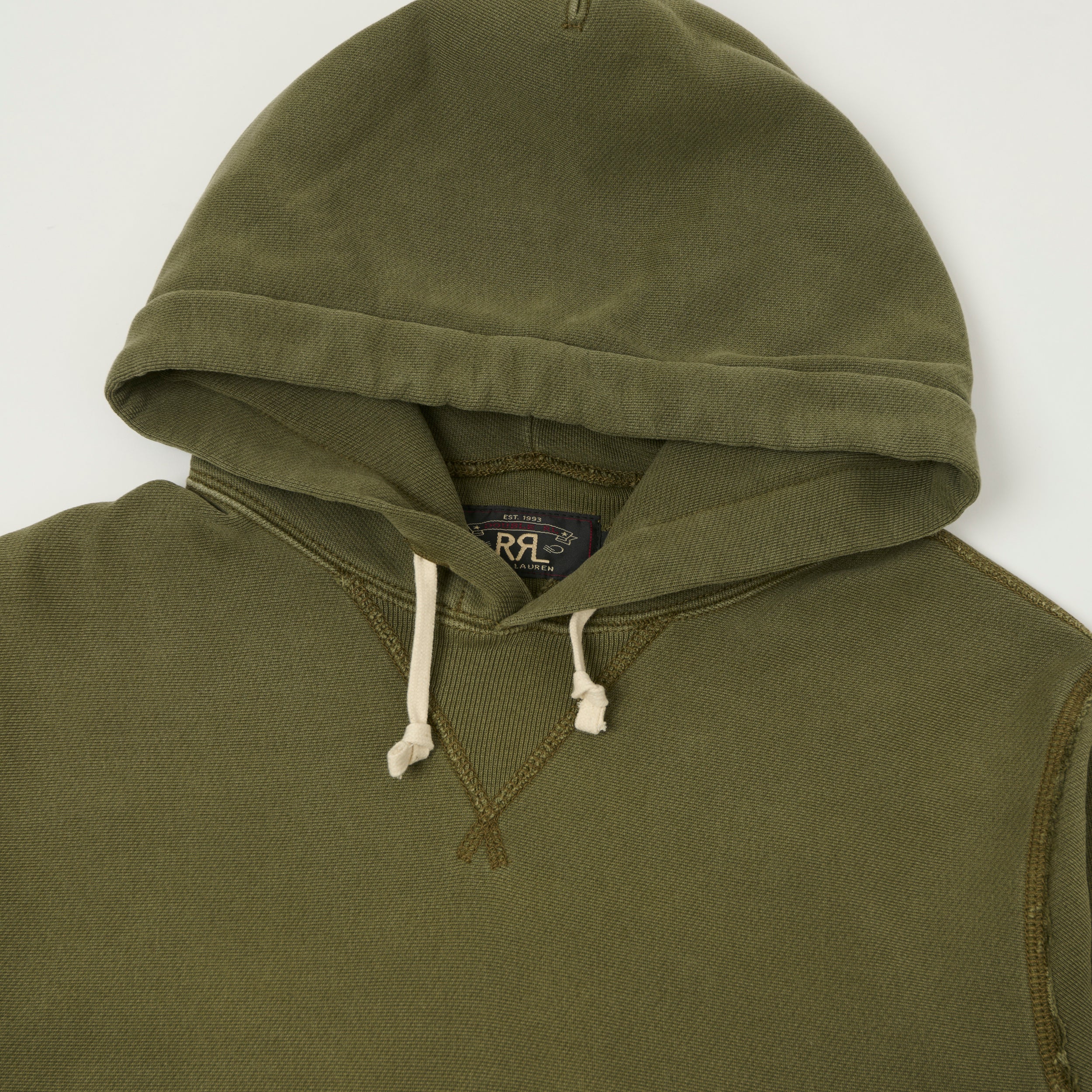 RRL Garment-Dyed French Terry Hoodie - Olive